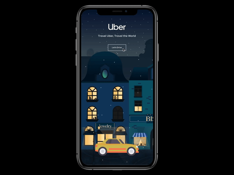Uber: Travel Uber, Travel the World Animation animation art color gif illustration interaction ui uidesign ux webdesign