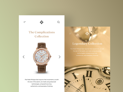 Patek Philippe Watch App classy golden luxury patek philippe ui ui design ux watch