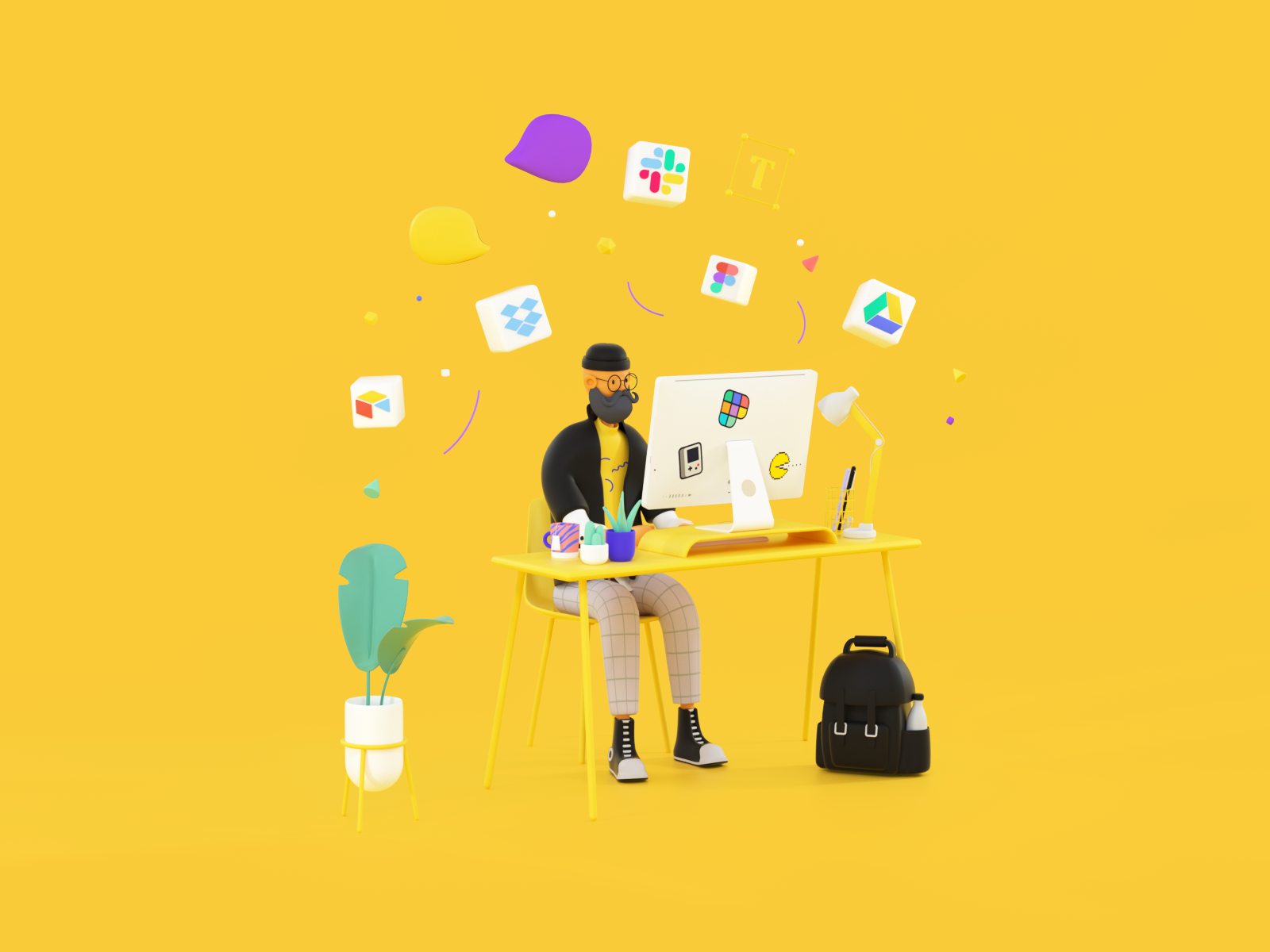 The hipster at his desk by Célia LOPEZ ☁️ for Polywork on Dribbble