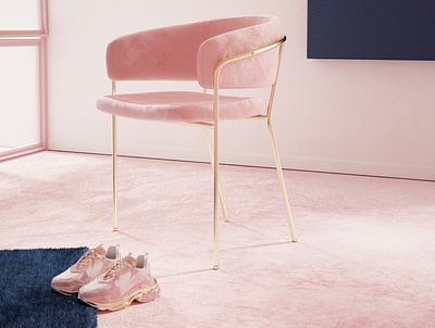 Ana's chair 3d balenciaga c4d chair cinema4d design interior design pink shoes velvet