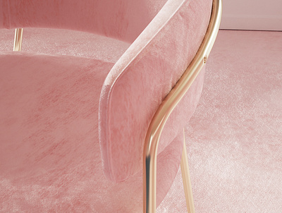 Detail of the velvet chair 3d c4d chair cinema4d design detail gold illustration pink velvet