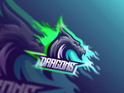 DRAGONS brand design dragons world emblem forsale gaming icon illustration logo sport vector
