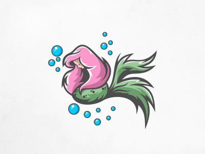 Mermaid anime forsale icon logo mermaid