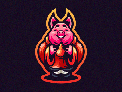 Pig app gamer game vintage typography sale bold animal branding illustration cool design gaming emblem vector icon brand forsale sport logo