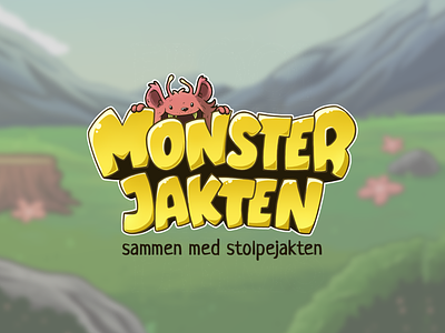 Monsterjakten Logo artwork cute game illustration kids app kids art logo design vector