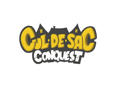 Logo for board game Cul-De-Sac Conquest boardgame cartoon cartoony design game illustration logo
