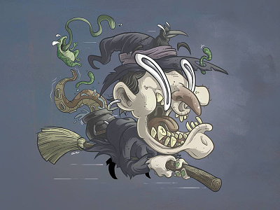 Witch Character art cartoon character design digital illsutration lowbrow photoshop ren silly stimpy witch