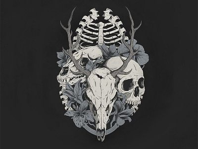 Pagan Skulls art artwork drawing illustration lineart photoshop skull