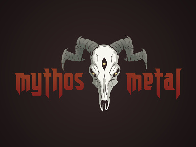 Mythos Metal Logo art brand illustration logo metal skull type typograph