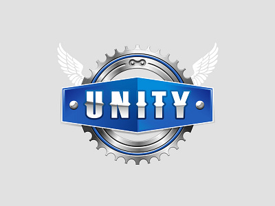 UNITY Logo biker cakram design emblem gear logo umild unity