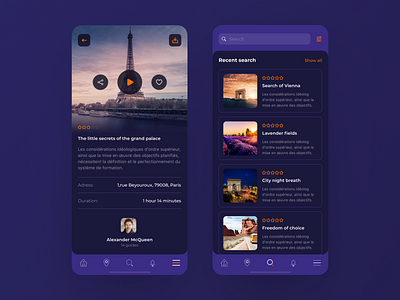 Audioguide Mobile App dark theme design figma ios minimalism trend ui ux