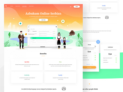 Learn Online Serbian - landing page design illustration landingpage language learning school serbian language ui userinterfacedesign ux vector web webdesign