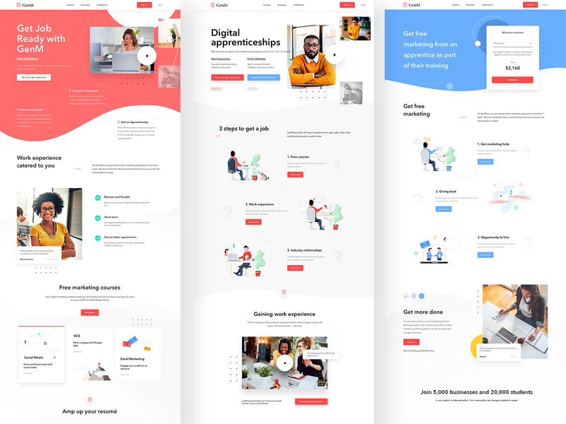 GenM Project - UI / UX Design + Illustrations landingpagedesign illustrations landingpage userinterfaces web uiux ux userinterfacedesign webdesign ui