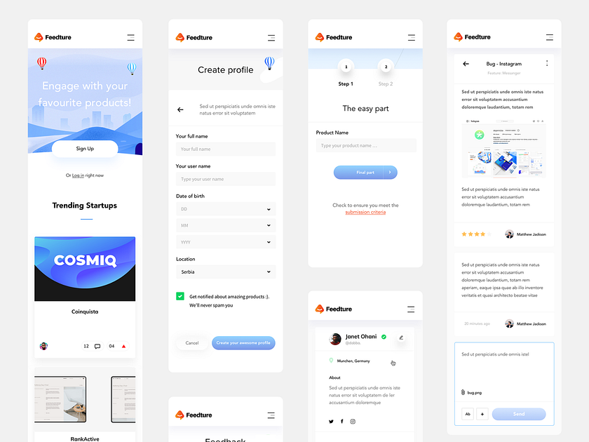 Feedture - Mobile - UI/UX Design by Dejan Baric on Dribbble