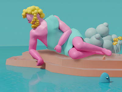 Narcissus 3d 3d illustration 3d modelling blender 3d flat illustration photoshop