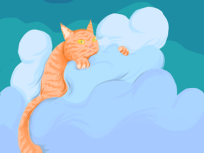 Cat in the clouds adobe draw cat illustration ipad pro