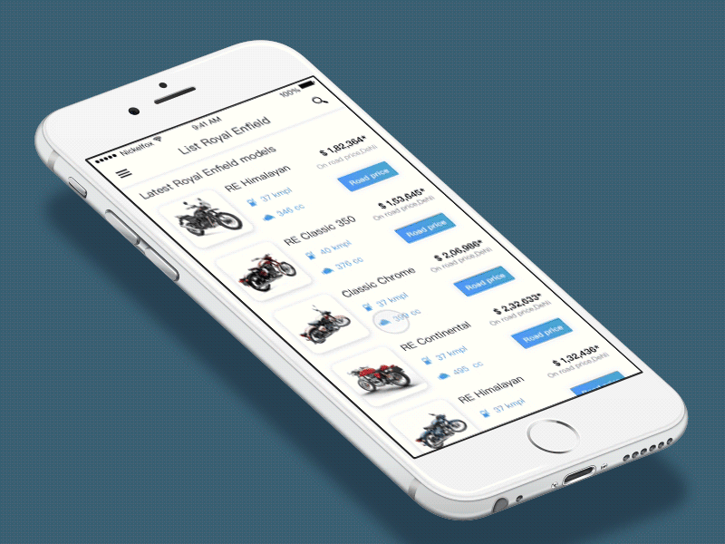 Royal Enfield android animation app apple e commerce ios iphone mobile principle purchase ui ux