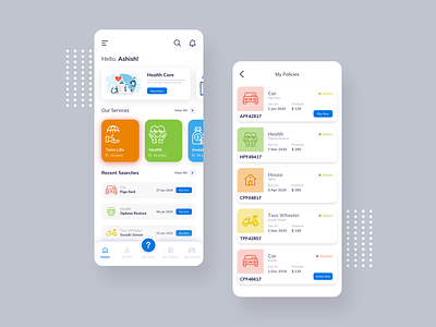 Insurance Policy App insurance policy toolbar ui ux
