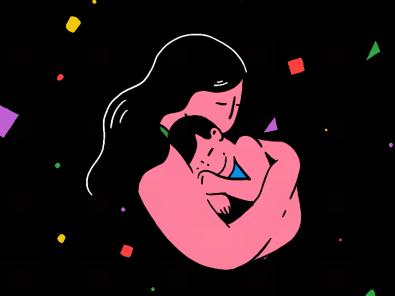 MotherDaughter dribbble animation cycleoflife illustration loop mothers mothersday space