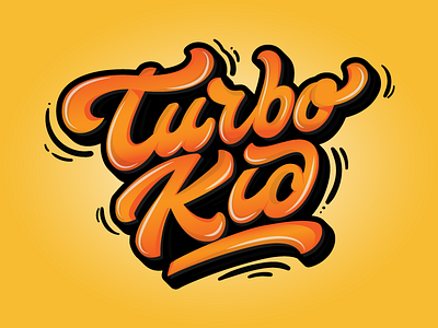 turbo kid custom design drawn hand lettering type