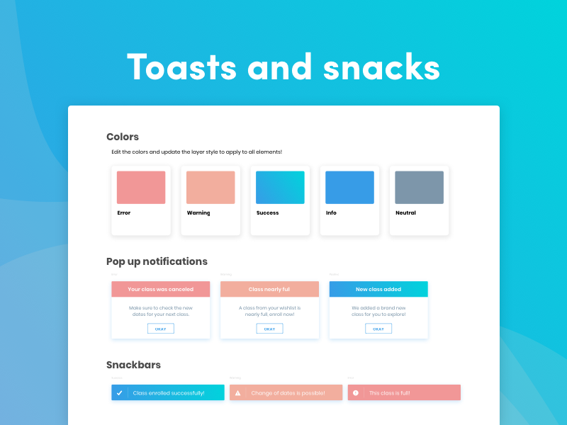Toast pop ups and snackbars by Helena on Dribbble