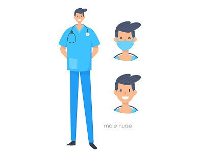 Medical character - Male nurse cartoon character flat illustration illustration series medical character medicine trendy people ui