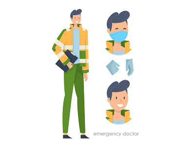 Medical character - Emergency doctor cartoon cg art character flat illustration illustration series medical character medicine trendy people ui