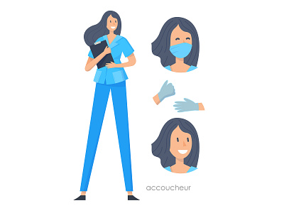 Medical character - Accoucheur accoucheur cartoon cg cg art character flat illustration illustration series medical character medicine trendy people