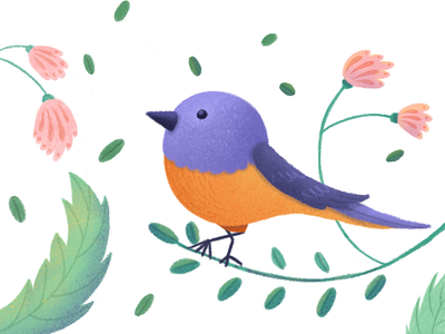 Violet small bird cartoon character cute character design flat illustration illustration series ipad procreate