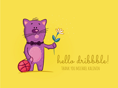 Hello dribbble! cartoon cat character first shot hello dribbble kitten