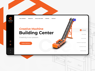 Creative Machine Building Center 3d design flat minimal slider typo typography user interface ux
