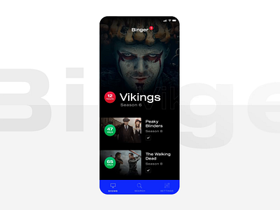 Binger - app concept after effects animation app application ios principle sketch tv user interface ux