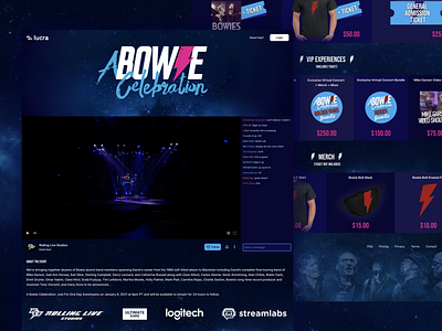 Event page for "A Bowie ⚡️ Celebration" livestream