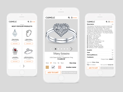 Product page for jewelry shop (mobile version)