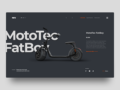 Scooter Product Page Concept desktop fatboy moto mototec product card product design product page ui ux uxui web webdesign