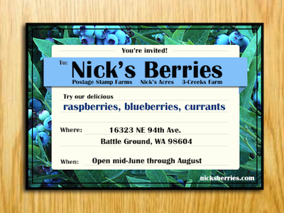 "Ad" for Nick's Berries ad invitation print