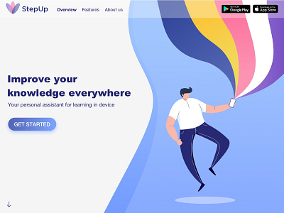 Concept of landing page, learning 2d character app character clean design colors concept design graphic design illustration learning light theme ui ui ux ux vector web webdesign