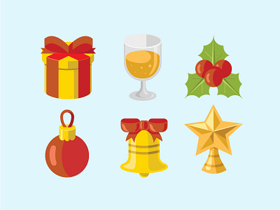 Christmas Flat Icon beer bell christmas gift icons