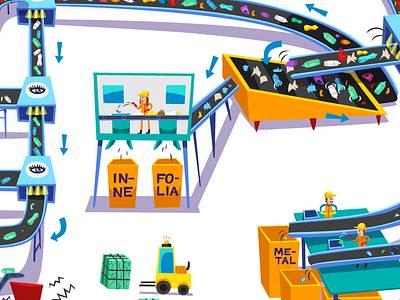 Waste Sorting Station 2d 2d art booklet education illustration vector