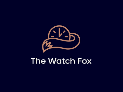 The Watch Fox 2 brand brand identity flat fox icon lineart logo logomark mark minimal symbol typography watch