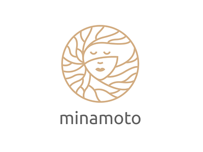 Minamoto | Logomark badge brand brand identity cosmetics design emblem icon illustration lineart logo mark monoline roots shampoo symbol vector woman