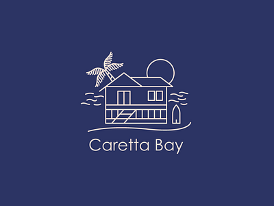 Caretta Bay | Logomark beach house hotel icon identity lineart logo logo design minimal monoline palm resort sunset symbol