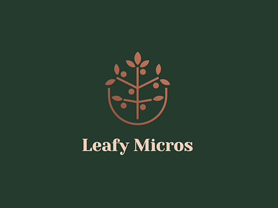 Leafy Micros | Logomark agriculture brand brand identity creative grow horticulture icon leafs lineart logo mark microgreens minimal monoline nutrition plant simple symbol tree vector