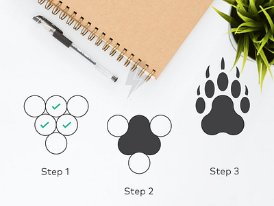 Paw - Grid circles educational grid icon logo process steps symbol vector