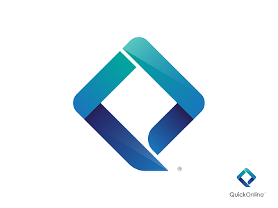 QuickOnline development gradient highlight icon logo monogram shadows software symbol