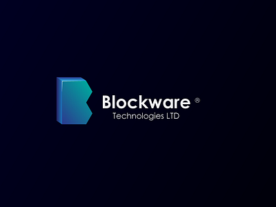 Blockware Technologies 3d block blockchain gradient icon letter lettermark logo symbol