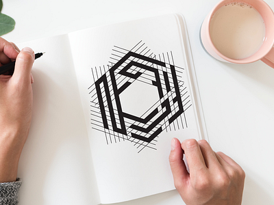 Hexagon Grid Process creation process draw grid hexagon icon logo logo grid mark minimal process sketch symbol