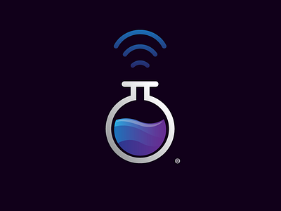 Test tube + Signals brand gps gradients icon illustration mark potion rfid signals symbol test tube wifi