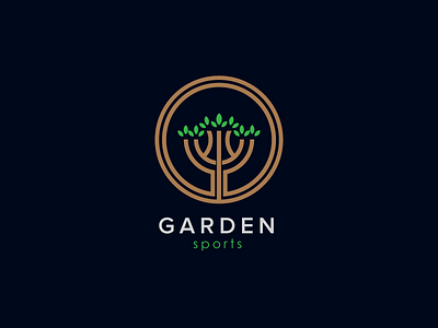 Garden Sports brand flat garden icon identity lineart logo logomark minimalistic symbol tree