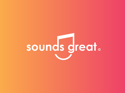 Sounds Great Logotype creative gradient icon logotype typography music musical note note pr smile sound sounds great symbol